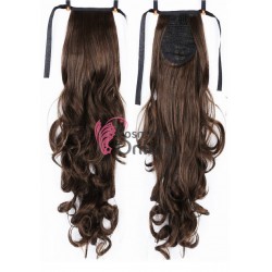 Extensie de par coada ondulata cu snur 75 cm Saten Inchis Mixt  4323230